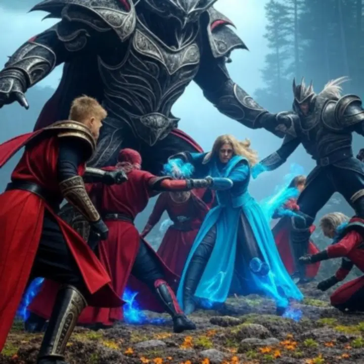 Bohaterowie koncentrują ataki na jednym wrogu w świecie Dragonheir: Silent Gods