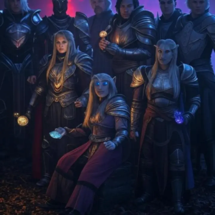 Nowa grupa bohaterów Dragonheir: Silent Gods stojąca w epicznej pozie na tle fantastycznego krajobrazu.